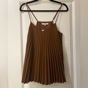 Tibi brown pleated flared camisole
